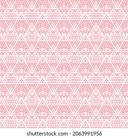 White and Pink background. Triangle pattern. Geometric simple image illustration. Seamless pattern. Triangle mosaic pattern vector background. Ethnic pattern.