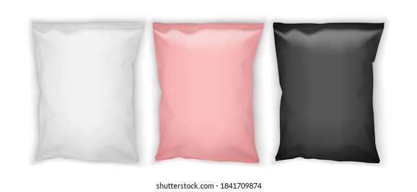 white, pink and black paper packaging isolated on white background vector mock up 