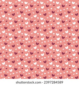 White, pink and burgundy hearts on a delicate pink background. Seamless pattern with hearts