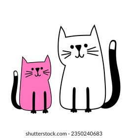 White pink cats, contemporary design, vector illustration