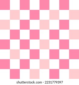 White and pink checkerboard pattern background. Vector illustration.