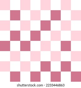 White and pink checkerboard pattern background. Vector illustration.