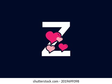 White pink color of Z initial letter with love symbol design