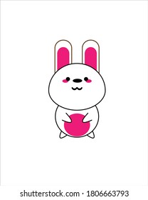 White and pink cute bunny vector illustration design