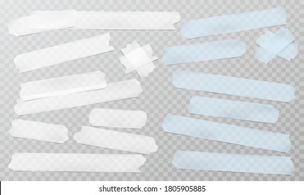 White and pink different size adhesive, sticky, masking, duct tape, paper pieces are on dark squared background