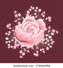 white pink flower painting design, natural floral nature plant ornament garden decoration and botany theme Vector illustration