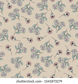 white and pink flower seamless pattern