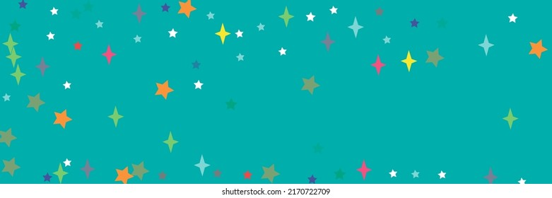 White Pink Green Sea Vibrant Chaotic Print Stars Pattern. Violet Red Colorful Stars Bright Turquoise Orange Multicolor Sky Wallpaper. Azure Vivid Indigo Yellow Pastel Lavender Blue Design Pic.