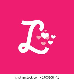 Rosa blanco de la letra inicial de L con diseño vectorial valentino de signo de amor