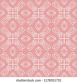 White and pink lace pattern. Vector Illustration.Hipster background. Geometric seamless pattern. Ornament for fabric, wallpaper, packaging. 
