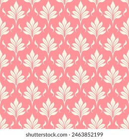White and pink luxury vector seamless pattern. Ornament, Traditional, Ethnic, Arabic, Turkish, Indian motifs. Great for fabric and textile, wallpaper, packaging design or any desired idea.
