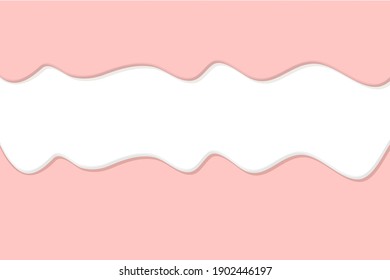 white and pink melted ice cream, chocolate or yogurt flowing down layered. Dripping cream or milk horizontal banner. liquid sweet caramel or glaze vector background. cute pastel colors. Flowing glaze