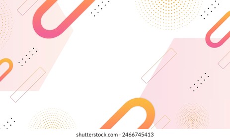 White pink and orange vector abstract illustration background with geometric shapes inspired by memphis style