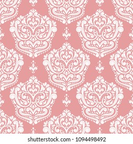 White and pink ornamental vector seamless pattern. Vintage, paisley elements. Ornament. Traditional,Turkish, Indian motifs. Great for fabric and textile, wallpaper, packaging or any desired idea. 