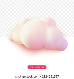 nube pastel rosa blanco 3d. lindo estilo de caricatura. Icono de caricatura 3d.ai