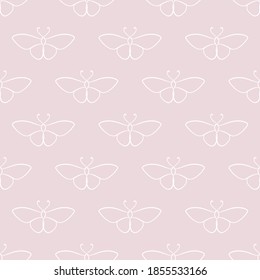 White and pink pastel seamless repeat pattern background design, simple moth pattern.