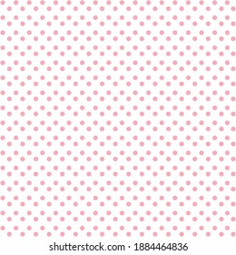 Patrón sin fisuras de Polka Dot blanco y rosa. En el caso de las setas, manteles, ropa, camisas, vestidos, papel, ropa de cama, mantas, edredones y otros productos textiles. Fondo vectorial.