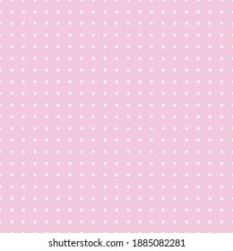 Weiß und rosa Polka Dot nahtloses Muster. Tischdecken, Kleidung, Hemden, Kleider, Papier, Bettwäsche, Decken, Bettdecken und andere Textilerzeugnisse. Vektorhintergrund.