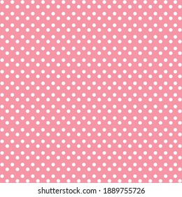 White and Pink Polka Dot seamless pattern. Vector background.