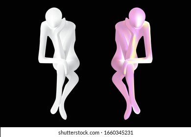 Marioneta blanca y rosa con fondo negro aislado