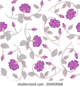 White pink rose vector floral textile seamless pattern 