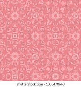  White and pink seamless pattern in oriental arabic style