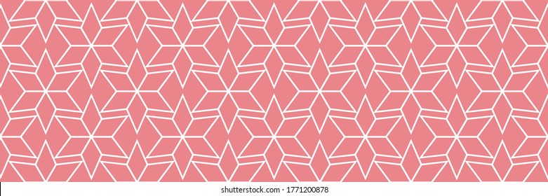 White and pink seamless pattern in oriental style. Arabic background. Vector illustration