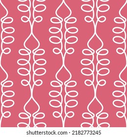 White pink seamless pattern twig plant abstract background