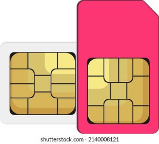 White and pink sim cards, illustration, vector on a white background.