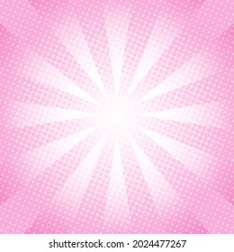 White and pink Sunburst Pattern Background. Sunburst with rays background. Vector illustration. White and pink radial background. Halftone background.