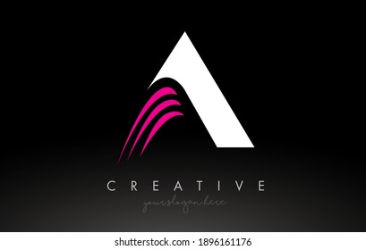 A White and Pink Swoosh Letter Logo Letter Design with Creative Concept Vector Idea Illustration