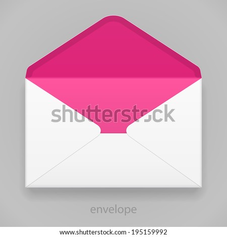 White Pink Violet Magenta Blank Envelope Isolated On Gray Background. Ready For Your Design. Product Packing Vector EPS10