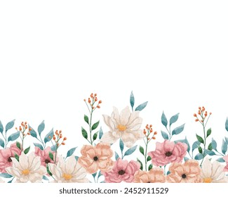 White and Pink Watercolor Flower Background