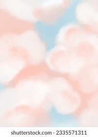 White Pinkish clouds on blue background for web banner, branding package, fabric print, wallpaper, social media post, doodle, notes, covers, wall decor, templates