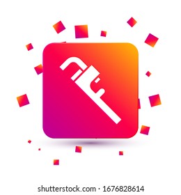 White Pipe adjustable wrench icon isolated on white background. Square color button. Vector Illustration
