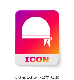 White Pirate bandana for head icon isolated on white background. Rectangle color button. Vector Illustration