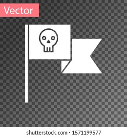 White Pirate flag with skull icon isolated on transparent background.  Vector Illustration