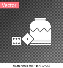 White Pirate game dice icon isolated on transparent background. Casino gambling.  Vector Illustration