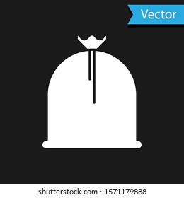 White Pirate sack icon isolated on black background.  Vector Illustration