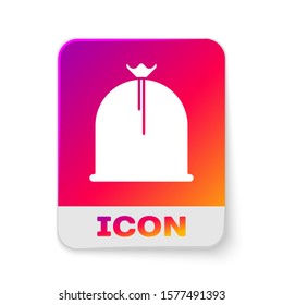 White Pirate sack icon isolated on white background. Rectangle color button. Vector Illustration
