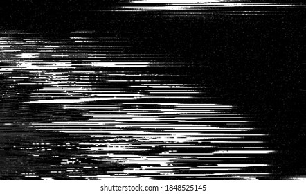 White pixel digital noise on a dark background. Abstract wallpaper glitch texture. Vector illustration.