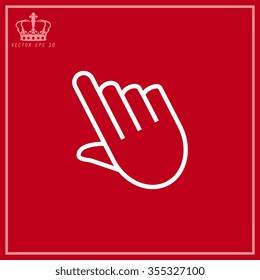 White pixel hand - vector icon, flat design