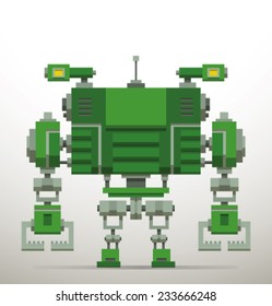 White PIxel Robot, vector