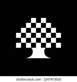 White pixel tree vector icon. Pixel tree icon.