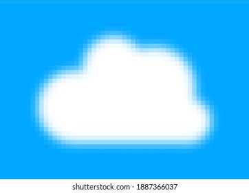 Icono de nube pixelada en color azul. Ilustración vectorial.
