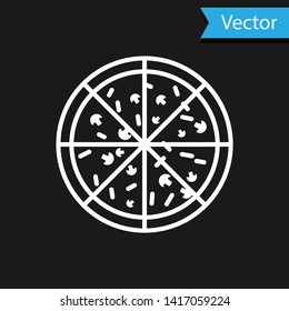 White Pizza icon isolated on black background. Vector Illustration