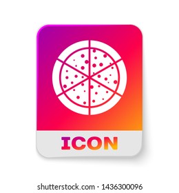 White Pizza icon isolated on white background. Rectangle color button. Vector Illustration