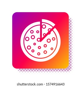 White Pizza icon isolated on white background. Square color button. Vector Illustration