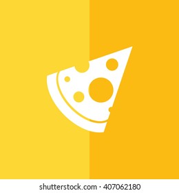 White pizza slice icon vector illustration. Yellow background