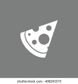 White pizza slice icon vector illustration. Gray background